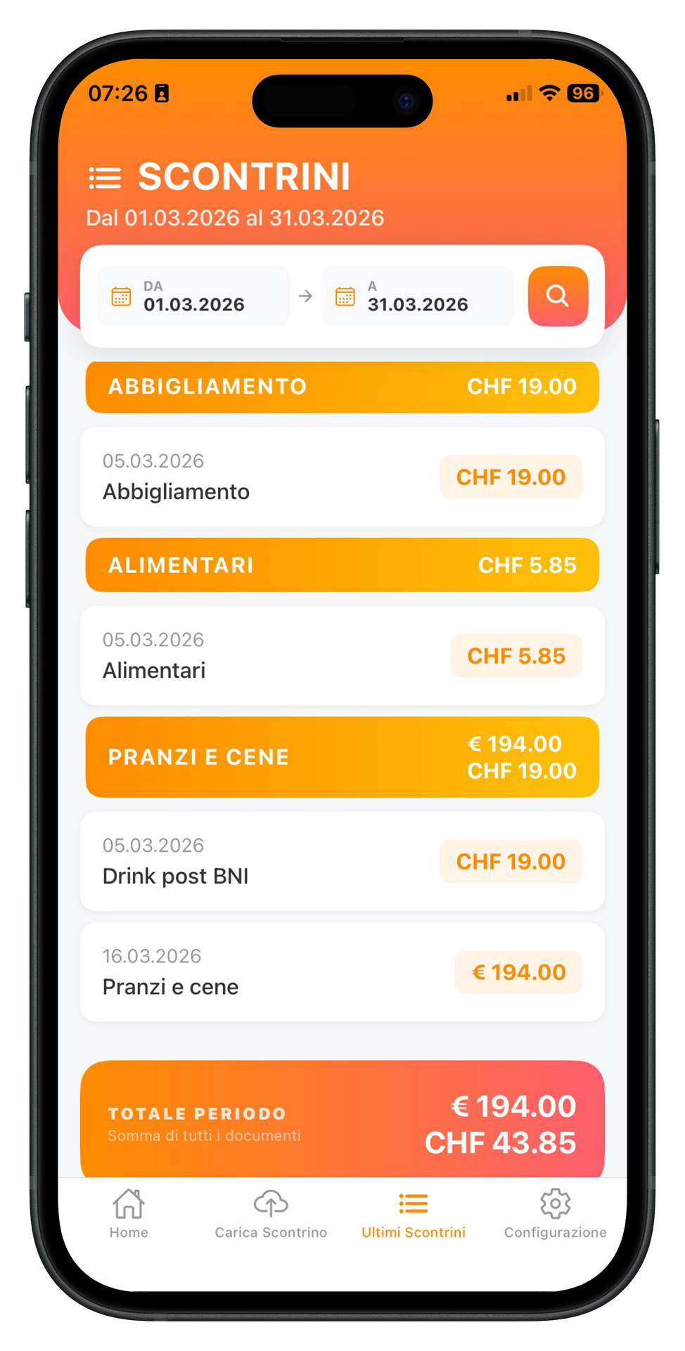 Lista scontrini